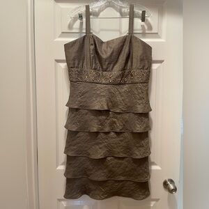 R&M Richards Collections Mocha Shimmer Cocktail Dress Size 16